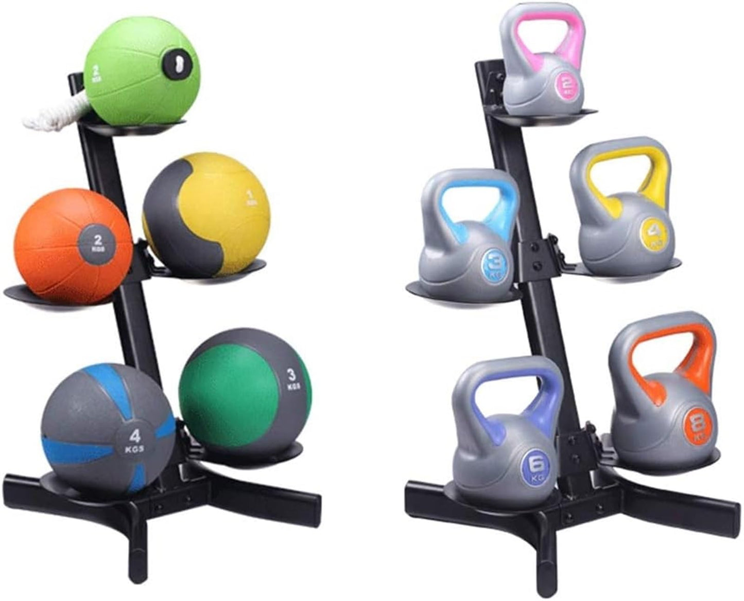 ZYMEN Private Training Gym Kettlebell Rack Kettlebell Medicine Ball Storage Rack High Load-Bearing Tray, Small Footprint Dumbbell Racks (Color : Black, Size : 42 * 39 * 73cm)