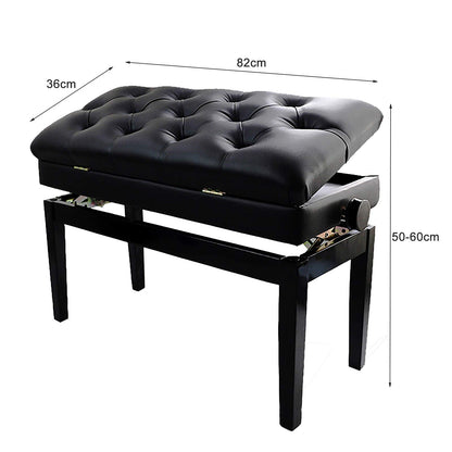 ELUKHT Leather Piano Bench Double Adjustable Padded Piano Bench82CM Soft Leather Keyboard Piano Stool with Storage Box Solid Hard Wood Construction,