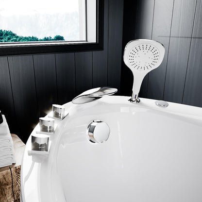 Empava Whirlpool Tub,48 in Freestanding Air Jetted Bathtub, Japanese Soaking Tub with Pre-Molded Seat, 36 Air Jets for Spa-Like Relaxation, Glossy White Luxury Acrylic Design