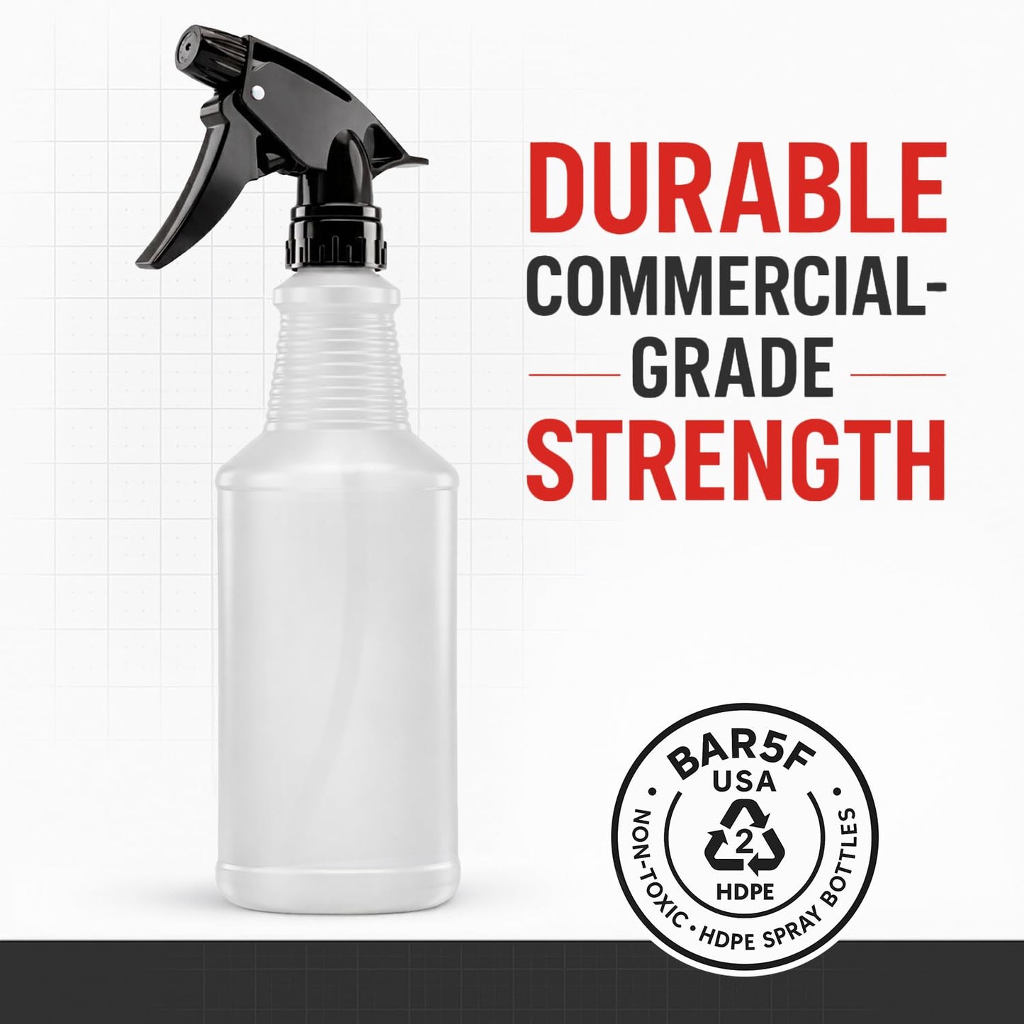 Bar5F Spray Bottles, 24oz, 3 Pack, Chemical-Resistant, BPA-Free, Compatible with Vinegar, Rubbing Alcohol, Cleaning Solutions, Non-Toxic HDPE Bottle for Plants, Pet, BBQ, Auto Detailing, Made in USA