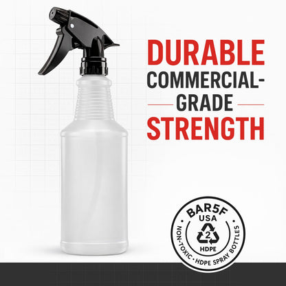 Bar5F Spray Bottles, 24oz, 3 Pack, Chemical-Resistant, BPA-Free, Compatible with Vinegar, Rubbing Alcohol, Cleaning Solutions, Non-Toxic HDPE Bottle for Plants, Pet, BBQ, Auto Detailing, Made in USA