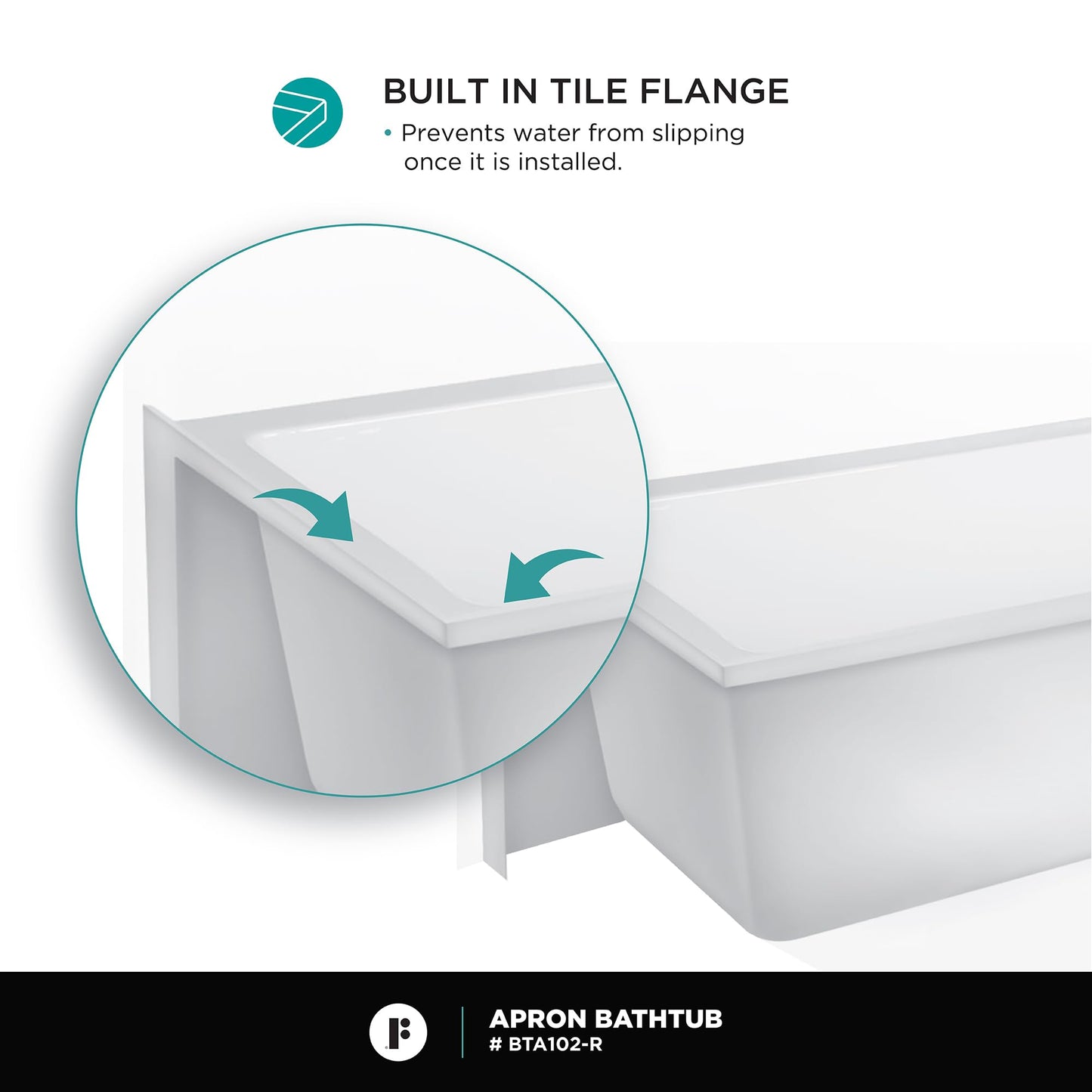 Fine Fixtures Acrylic, Fiberglass Alcove Soaking Bathtub with Integral Apron Front in Glossy White - Right Hand Drain, 60" x 32"