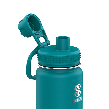 Takeya Actives Water Bottle with Spout Lid - Bottle with Double Stainless Steel Insulation - Dishwasher Safe & BPA-Free - Bottle with Spout Lid & Removable Bumper - 24 oz, Mystic Blue