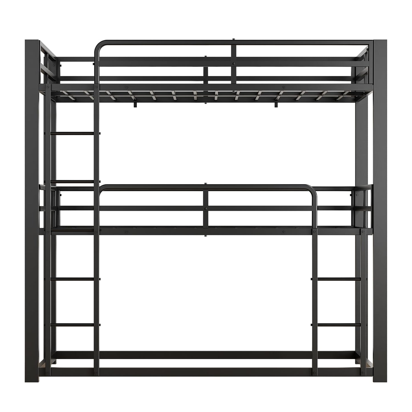 Mixcous Metal Triple Bunk Bed, Twin Over Twin Over Twin Heavy Duty Bunkbeds, Full-Length Guardrail Family-Friendly for All Ages, Bedroom, No Box Spring Needed, Easy Assembly, Black