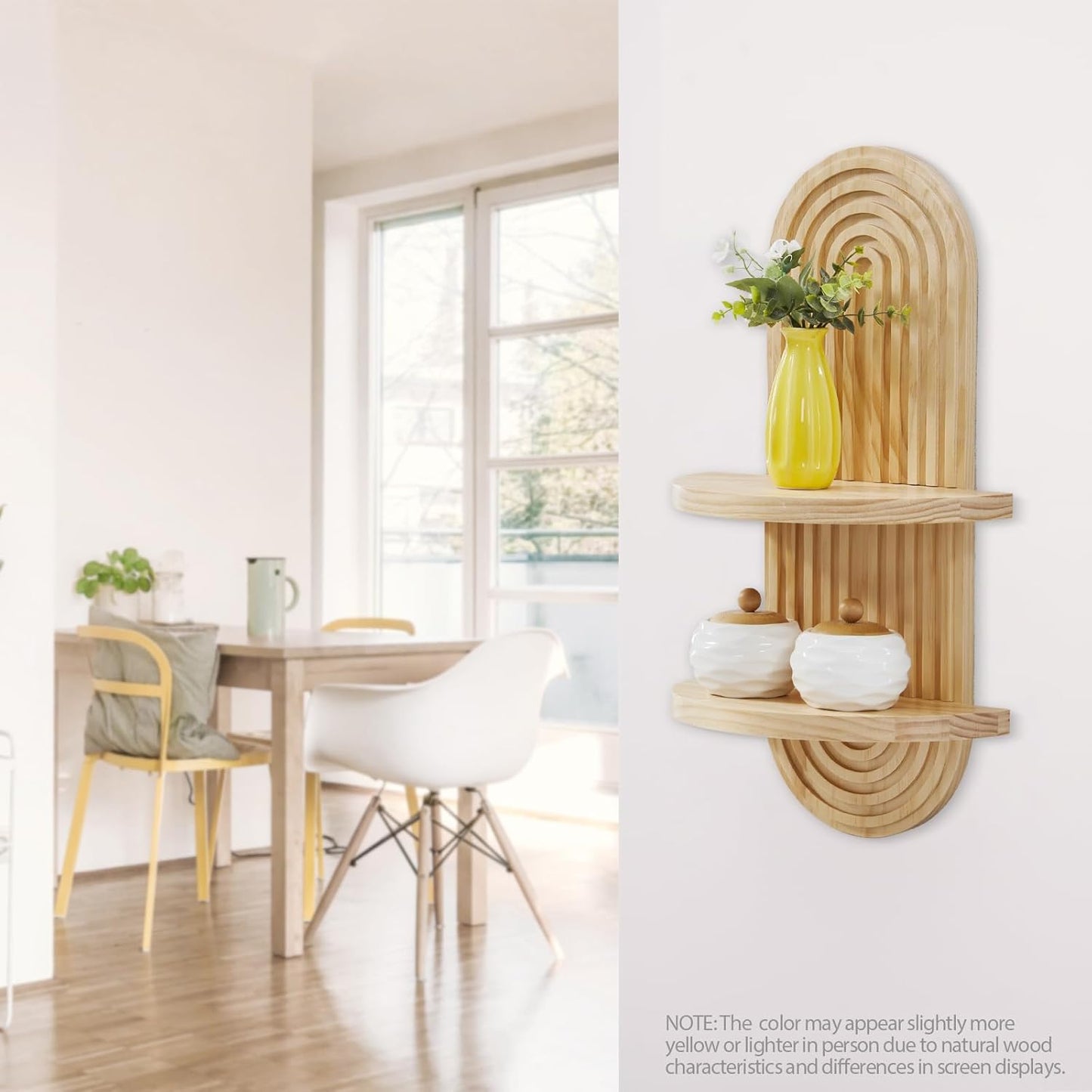 22 11.8 Inches SweetSage Wooden Arched Wall Shelf - Boho Decor Floating Shelves Book Display Rainbow Shelf for Home