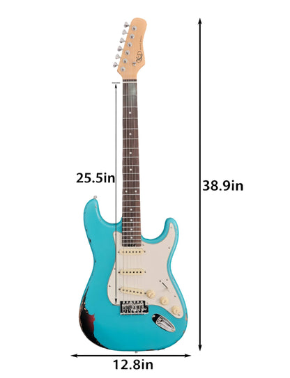 KGD Relic Electric Guitar,Roasted Maple Neck and Rosewood Fingerboard,Bone Nut,6-String Relic Guitar,Professional/Full Size/Electric Guitars for Adults