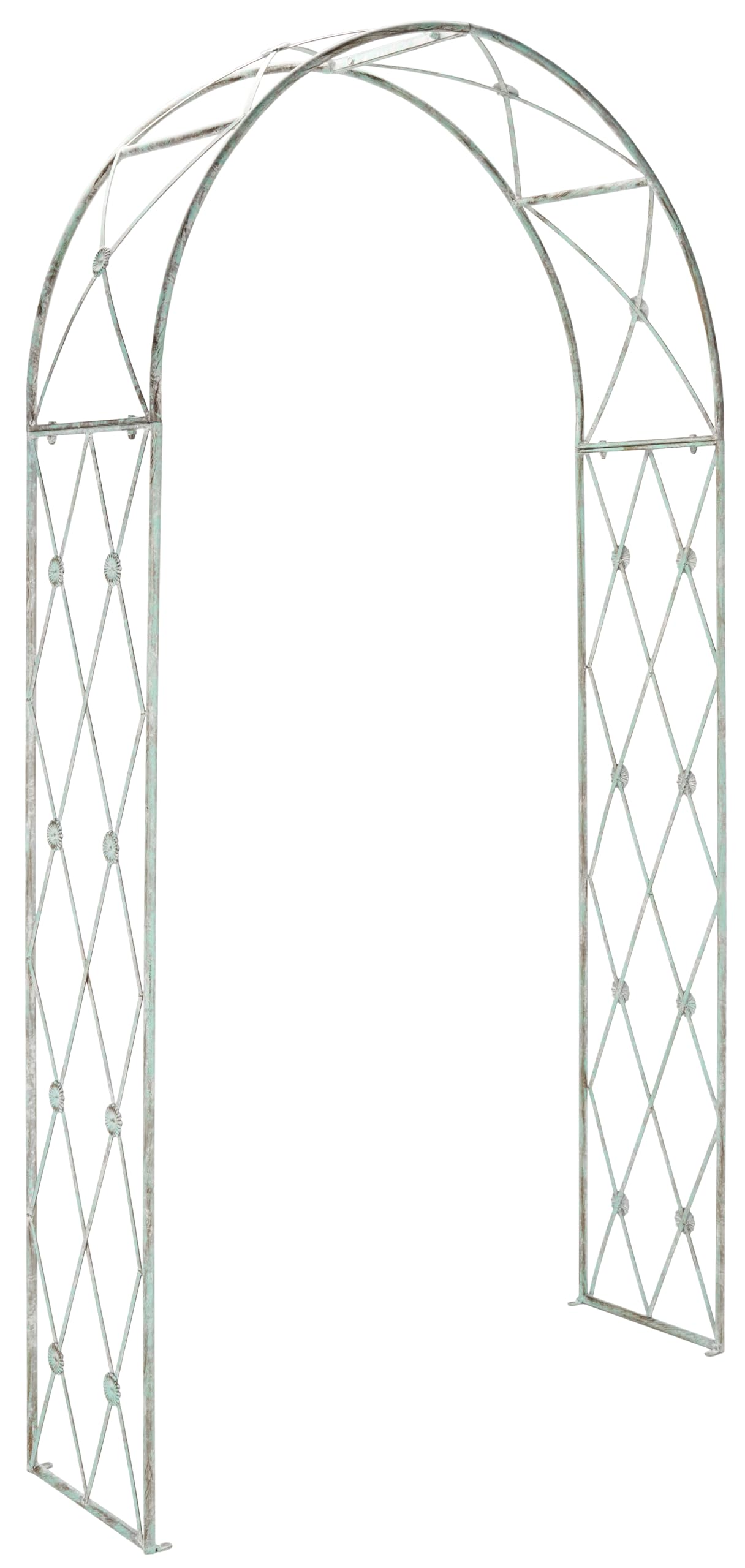 SAFAVIEH Outdoor Collection Atticus Antique Dark Green Wrought Iron Lattice Arch Garden Arbor