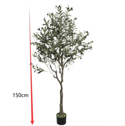 Artificial Olive Tree with Planter 180cm Faux Olive Tree for Home Office Decor, Lifelike Faux Plant(150cm)