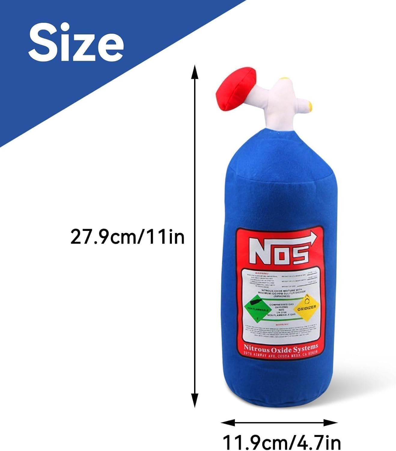 Car Neck Pillow, NOS Bottle Design Plush Headrest Pillow for Car Seat, Office Chair, Travel, 11 x 4.7in (1)