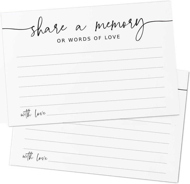GardenCity Share a Memory Card - 50 Pack, Share a Memory Cards for Celebration of Life, Funeral, Memorial, Birthday, Graduation, Bridal Shower, 4” x 6", Minimalist