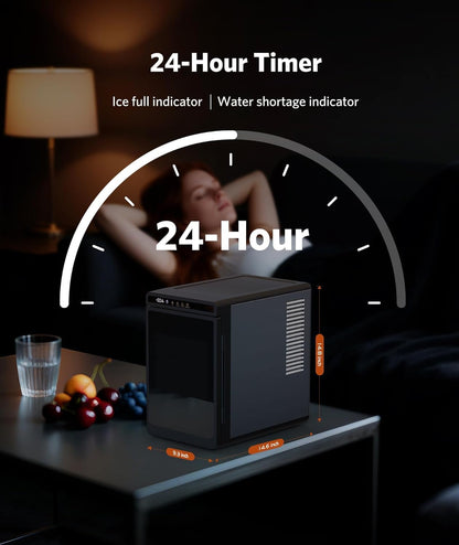 Electactic Clear Ice Cube Makers- Produces 9 Large, 1.6" Clear Ice Cubes per Hour, 24H Timer, Self-Cleaning, 5 Ice Cube Sizes for Cocktails, Whiskey & Bourbon