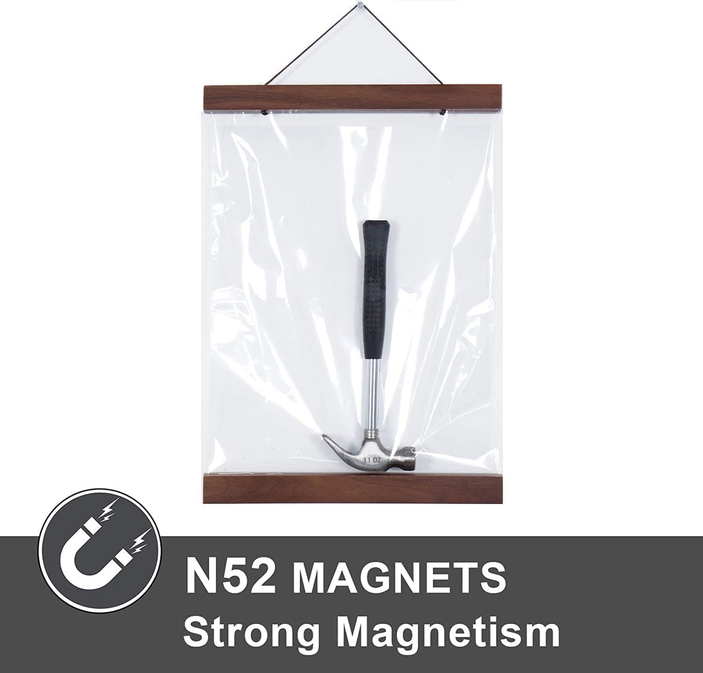 16x20 16x24 16x16 16") Niwo ART - Magnetic Poster Hanger Frame, Light Wood Wooden Magnet Canvas Artwork Print Dowel