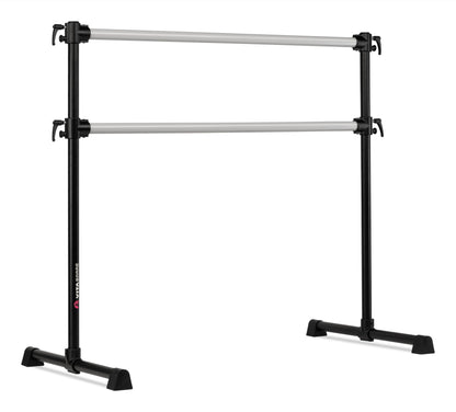 VITA Barre Portable Freestanding Double Ballet Barre, Professional, 4 Ft Bars, Black, Aluminum | Adjustable Height, Made in USA, Home or Gym Exercise Equipment for All Ages | Dance, Fitness, Pilates