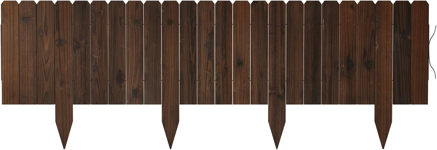 Wood Garden Edging Border, No Dig Landscape Edging, Decorative Flower Bed Border, 11.8" H x 48" L (1 Pack)