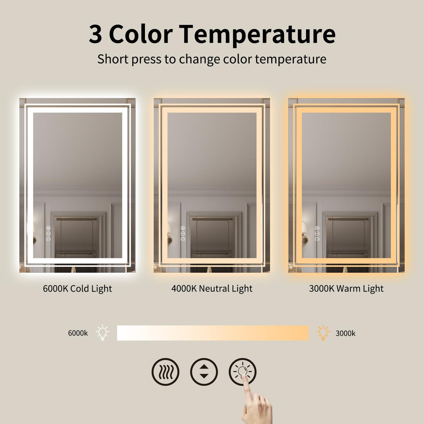 WTTY 60"x30" LED Bathroom Mirror with Lights, Backlit and Front Lighted Bathroom Vanity Mirrors Wall Mounted, Double LED Vanity Wall Mirror for Bathroom with Anti-Fog, Dimmable, Memory, Shatter-Proof