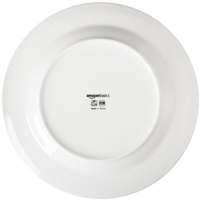 Amazon Basics Porcelain Dinnerware Set, Microwave and Dishwasher Safe, Service for 6, 18-Piece, Plates, Bowls, White