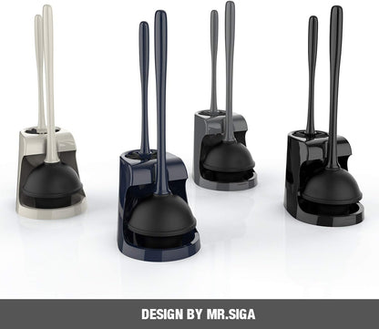 1 Set MR.SIGA Toilet Plunger and Bowl Brush Combo for Bathroom Cleaning, Black