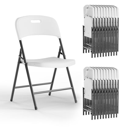 Ortus Collective Folding Chairs, 600lbs Capacity, Heavy-Duty Commercial Stackable Plastic Foldable Chairs for Indoor/Outside, Office, Kitchen, Party, Patio(White, 20 Pack)
