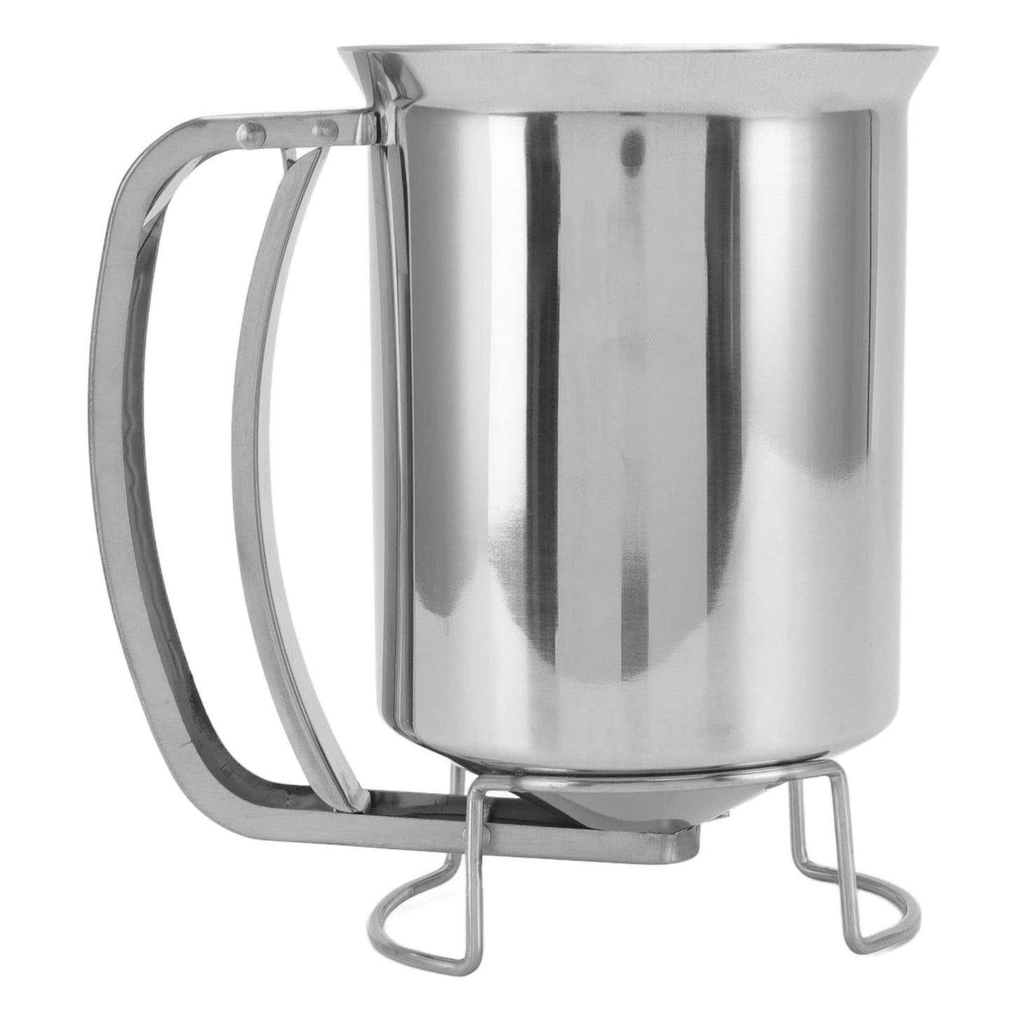 Stainless Steel Pancake Batter Dispenser with Funnel, 1000ml Squeeze Bottle for Pancakes, Cupcakes, Muffins, Crepes, and Waffles, Easy-Pour Baking Tool with Measurement Marks