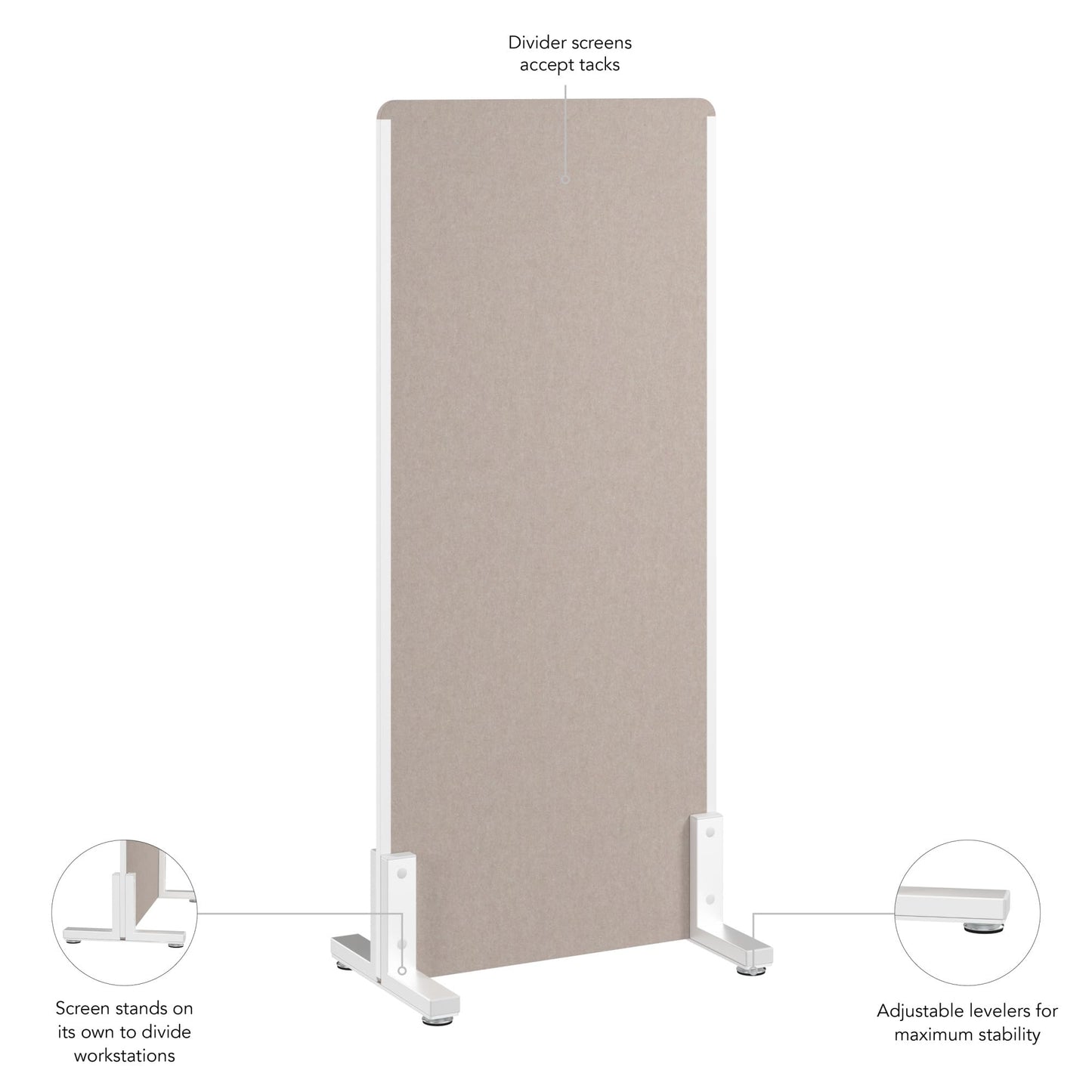 Bush Business Furniture 24W x 55H Freestanding Privacy Screen in Warm Beige, Standing Office Partition with Acoustic Sound Dampening Panel