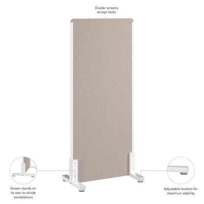 Bush Business Furniture 24W x 55H Freestanding Privacy Screen in Warm Beige, Standing Office Partition with Acoustic Sound Dampening Panel