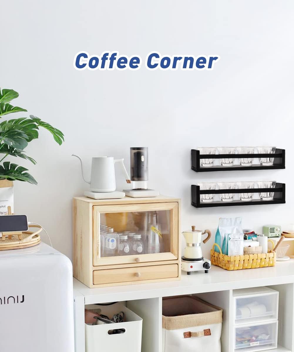 Gneric Black Floating Shelves for Wall, 15.7 inch Kids Bookshelf, Wall Shelves for Living Room Bedroom Decor, Kitchen