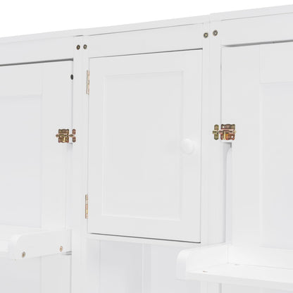 Merax 110W Dual Twin Wall Murphy Beds with Cabinets and Shelves,Sleeping Arrangement for Multipurpose Area, Bedroom, Guest Room or Living Room,White