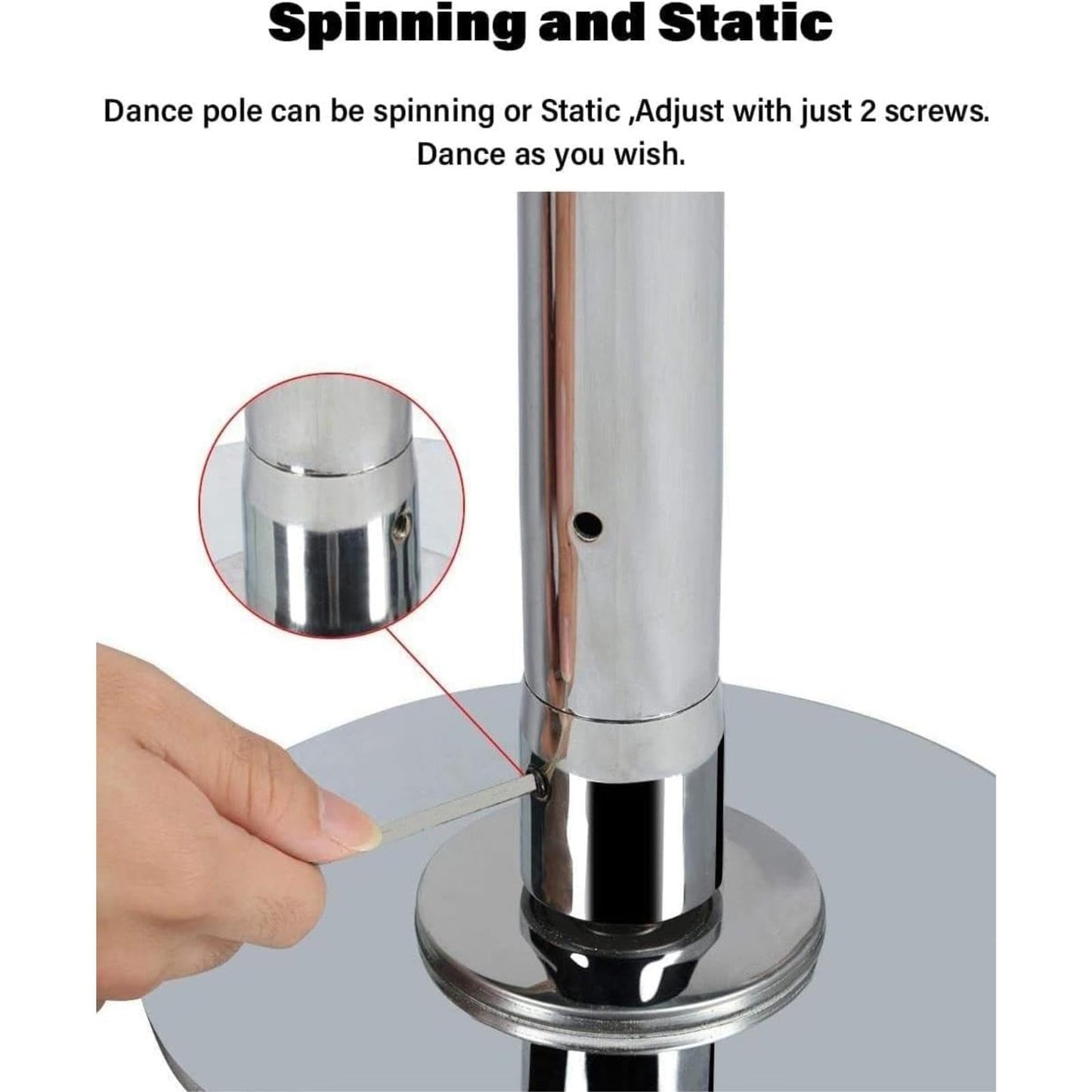 Portable Dance Pole Kit, for Home, Club, or Studio, Adjustable Height, Easy to Install, Heavy-Duty Steel Design