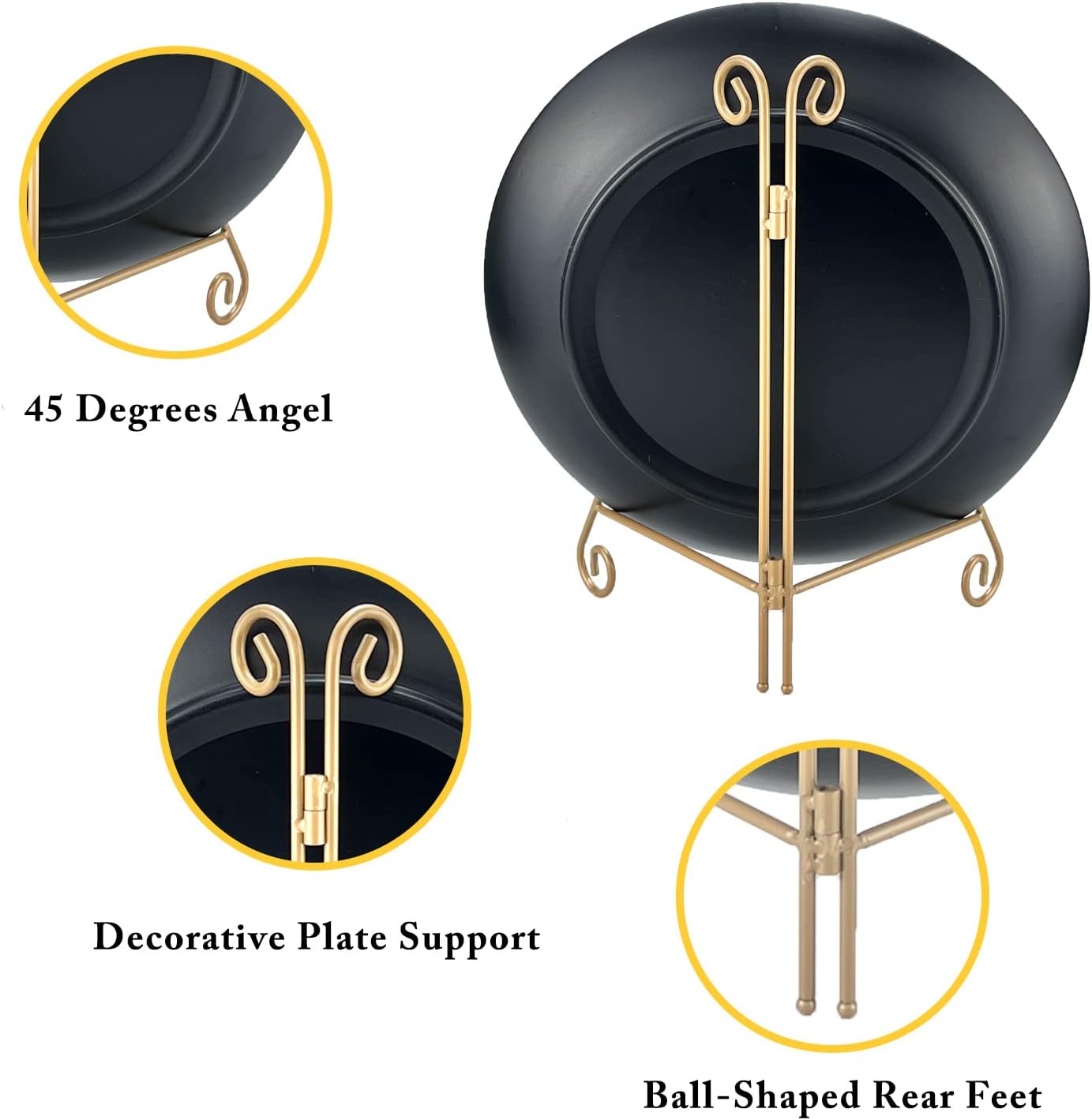 Plate Holder Display Stand, 12 Inch Gold Iron Easel for Large Platters, Photos, and Decorative Plates (1PACK)