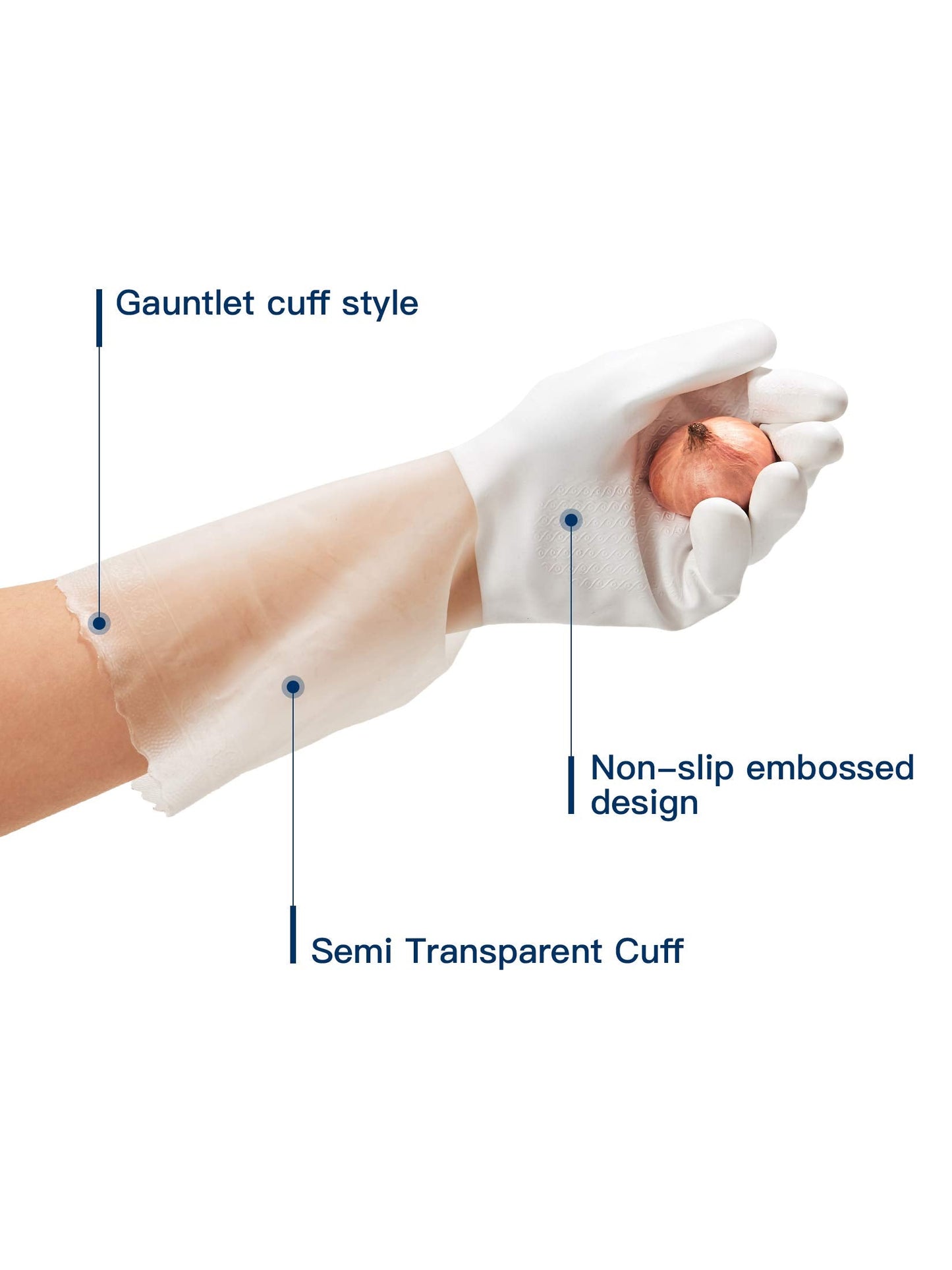 LANON 3 Pairs wahoo Skin-Friendly Cleaning Gloves, Unlined Dishwashing Kitchen Gloves, Reusable, Non-Slip, Brilliant White, Medium