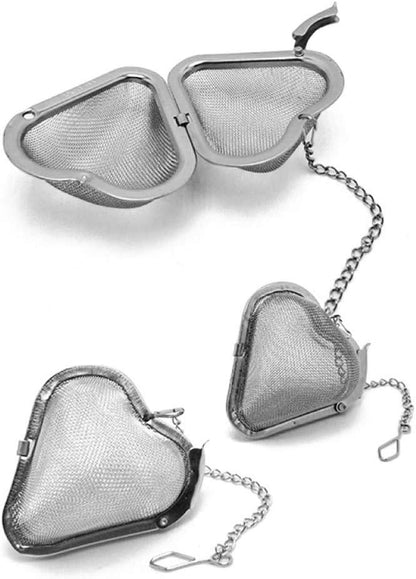2pcs Stainless Steel Fine Mesh Seasoning Ball - Heart Shape Kitchen Tool for Soup Spice Stew Filter, Silver