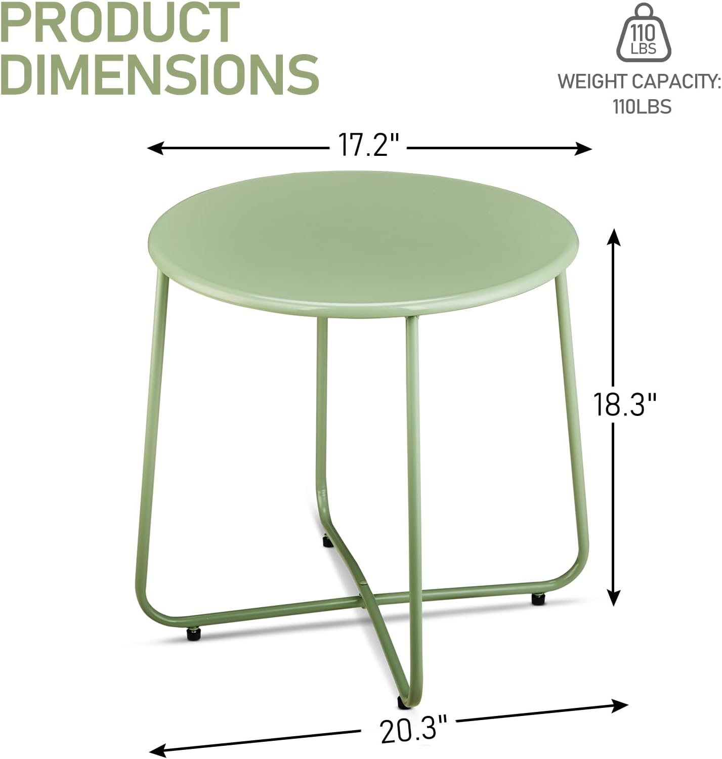 Outvita Indoor and Outdoor Side Table, Small Patio Side Table, Metal Round Portable Waterproof Weather Resistant End