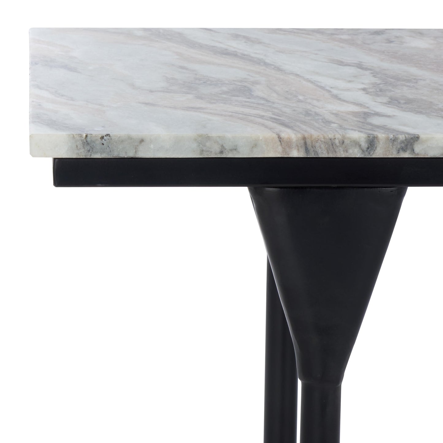 SAFAVIEH Home Collection - Frederick Console Table, Brown & Grey Marble Top with Black Metal Legs (CNS3707A)