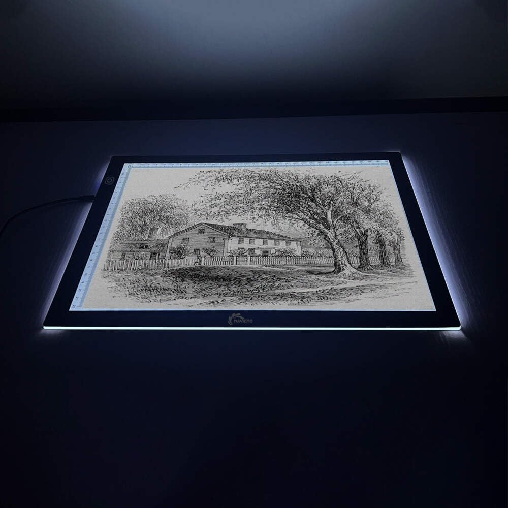 HUAYEYC B4 LED Copy Board Light Tracing Box, 3 Levels Adjustable Brightness Light Pad, for Tattoo Drawing, Streaming, Sketching, Animation, Stenciling, Vinyl Weeding, with 4Pcs Clip and Stand