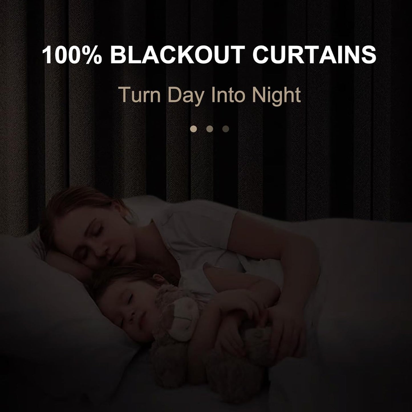 Skiennix Blackout Curtains - 100% Blackout Linen Drapes, Thermal Insulated, 50" W x 84" L, Black - 2 Panels Set