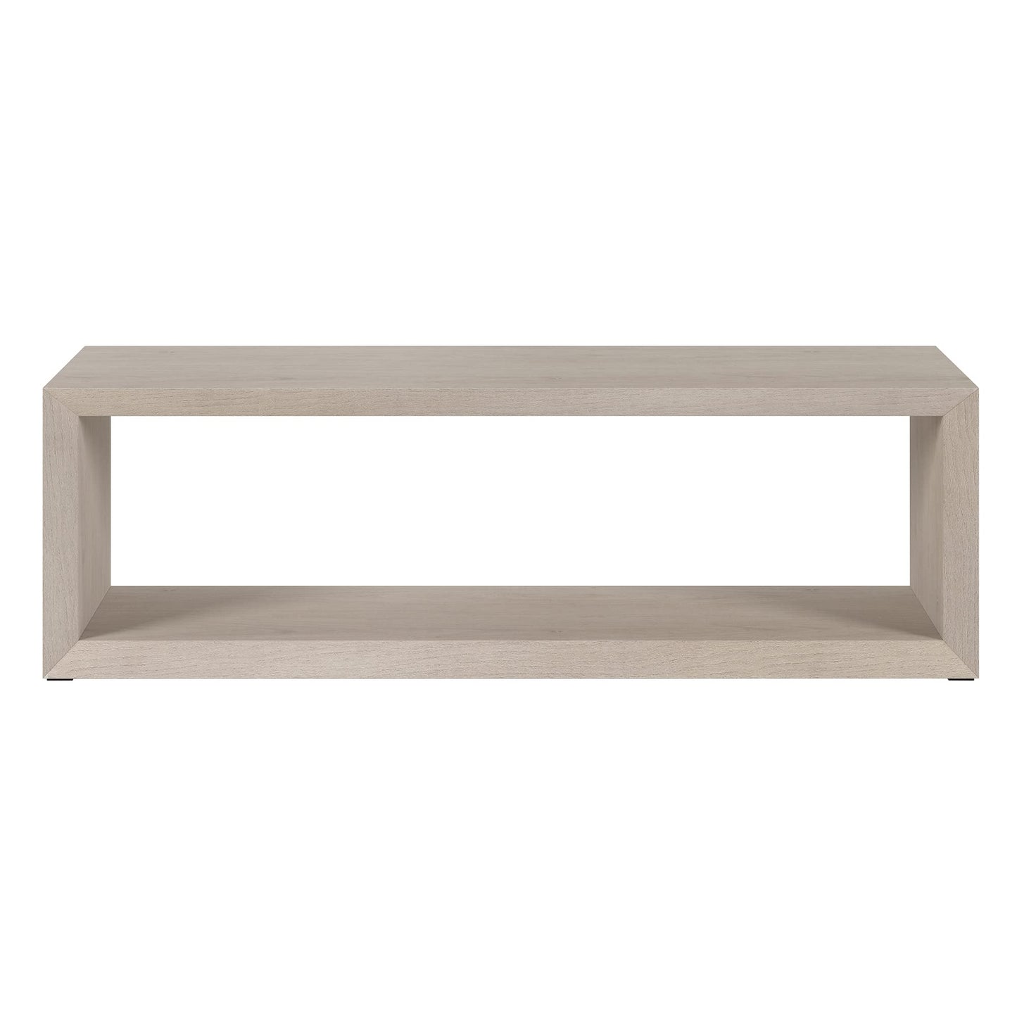 Henn&Hart 58" Rectangular Coffee Table with Open Storage Shelf for Living Room, Family Room, or Office, Beech White