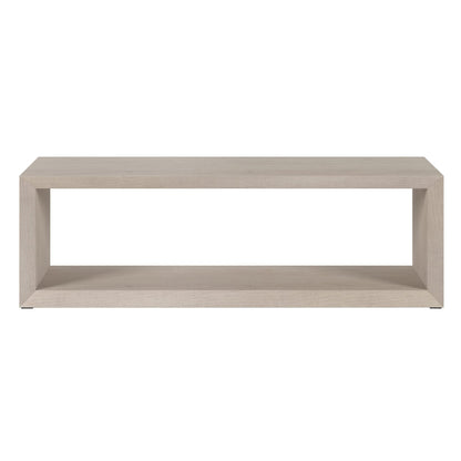 Henn&Hart 58" Rectangular Coffee Table with Open Storage Shelf for Living Room, Family Room, or Office, Beech White