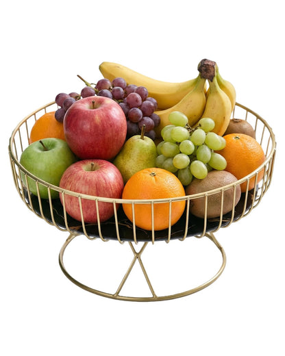 Zitonyang Fruit Basket, Metal Wire Fruit Basket Metal Countertop Fruits Baskets Decorative Fruits Bowls For Vegetables, Breads, Snacks, Kitchen Gadgets (L Black with Gold)
