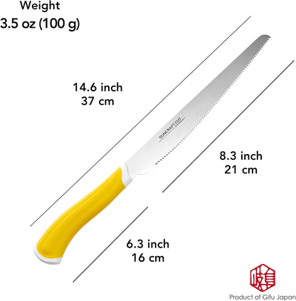 Bread Knife, 8.3 inch Stainless Steel Serrated Bread Cutter with Plastic Handle for Homemade Bread, Seki Japan