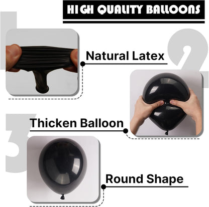 PartyWoo Black Balloons - 130-Piece Arch Kit with Various Sizes for Baby Showers & Birthdays | Black