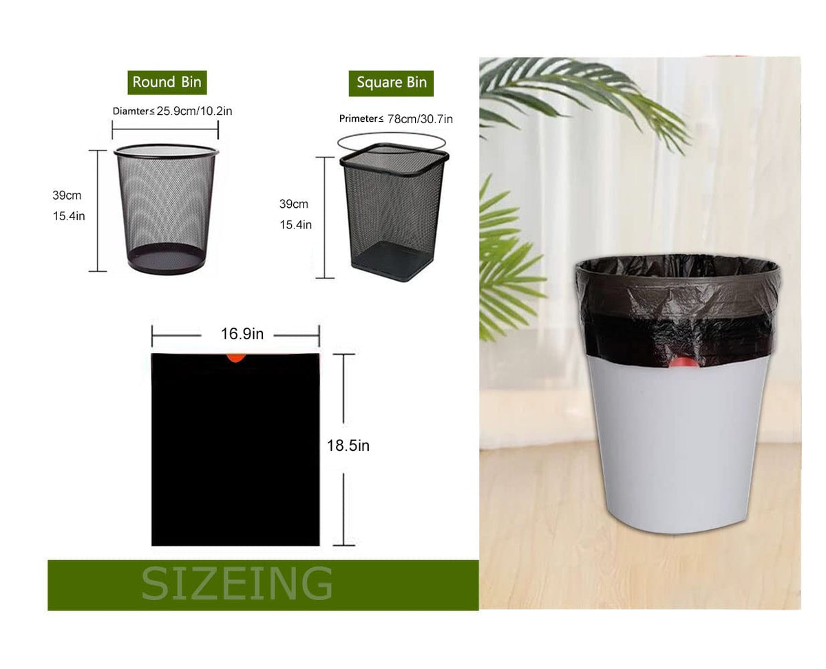 Feisco 3 Gallon Black Trash Bag,Small Drawstring Garbage Bag Trash Can Liner,100 Counts,0.55 Mil