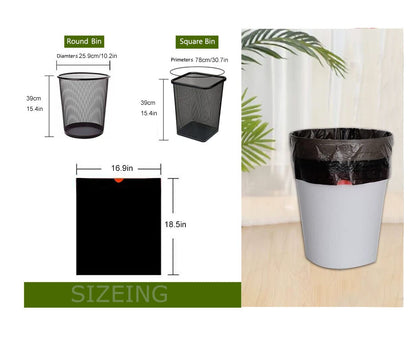 Feisco 3 Gallon Black Trash Bag,Small Drawstring Garbage Bag Trash Can Liner,100 Counts,0.55 Mil