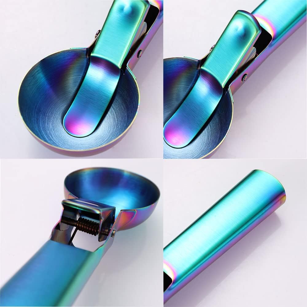 TONGNENGLIU Frozen Ice Cream Scooper Stainless Steel, Cookie Scoopwith Trigger Heavy Duty Metal Icecream Scoop,Cookie