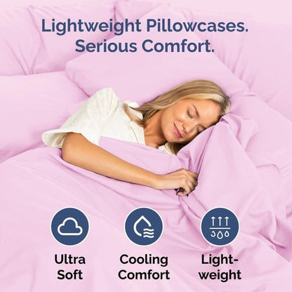King Standard Pillow Cases - Soft Hotel Quality Covers for Comfy Bedding | Set of 4 Light Pink