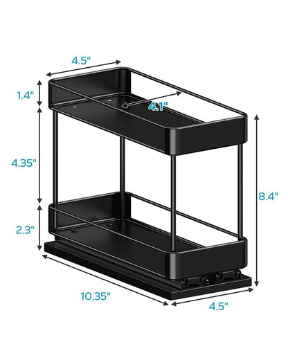 Nieifi Spice Rack Organizer for Cabinet, Vertical Spice Rack Pull Out, Easy to Install, Metal, 4.1''Wx10.35''Dx8.4''H, 2 Pack, 2 Tiers(Black)