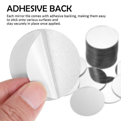 IWOWHERO 60Pcs Small Round Mirror Tiles 1.96 Inch Mini Circular Mirror Stickers with Adhesive Back for Craft Projects Wall Decor and Table Centerpieces