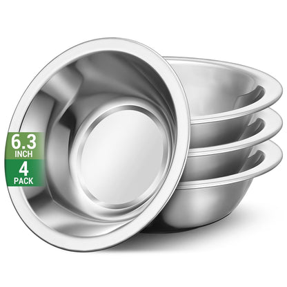 Offiper 304(18/8) Stainless Steel Mixing Bowls for Kitchen, 4 Pack 6.3" 13.67 fl.oz Metal Mixing Bowls Set Stackable for Baking Serving Cooking Food Prep Storage Dishwasher Safe Lightweight