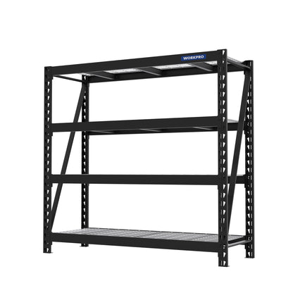 WORKPRO Garage Shelving, 68"W x 24"D x 65"H, 7200 LBS Load, Heavy Duty Metal Shelves for Storage, Industrial Shelving Storage Rack for Warehouse Kitchen Shop Basement, Black, Pack of 1