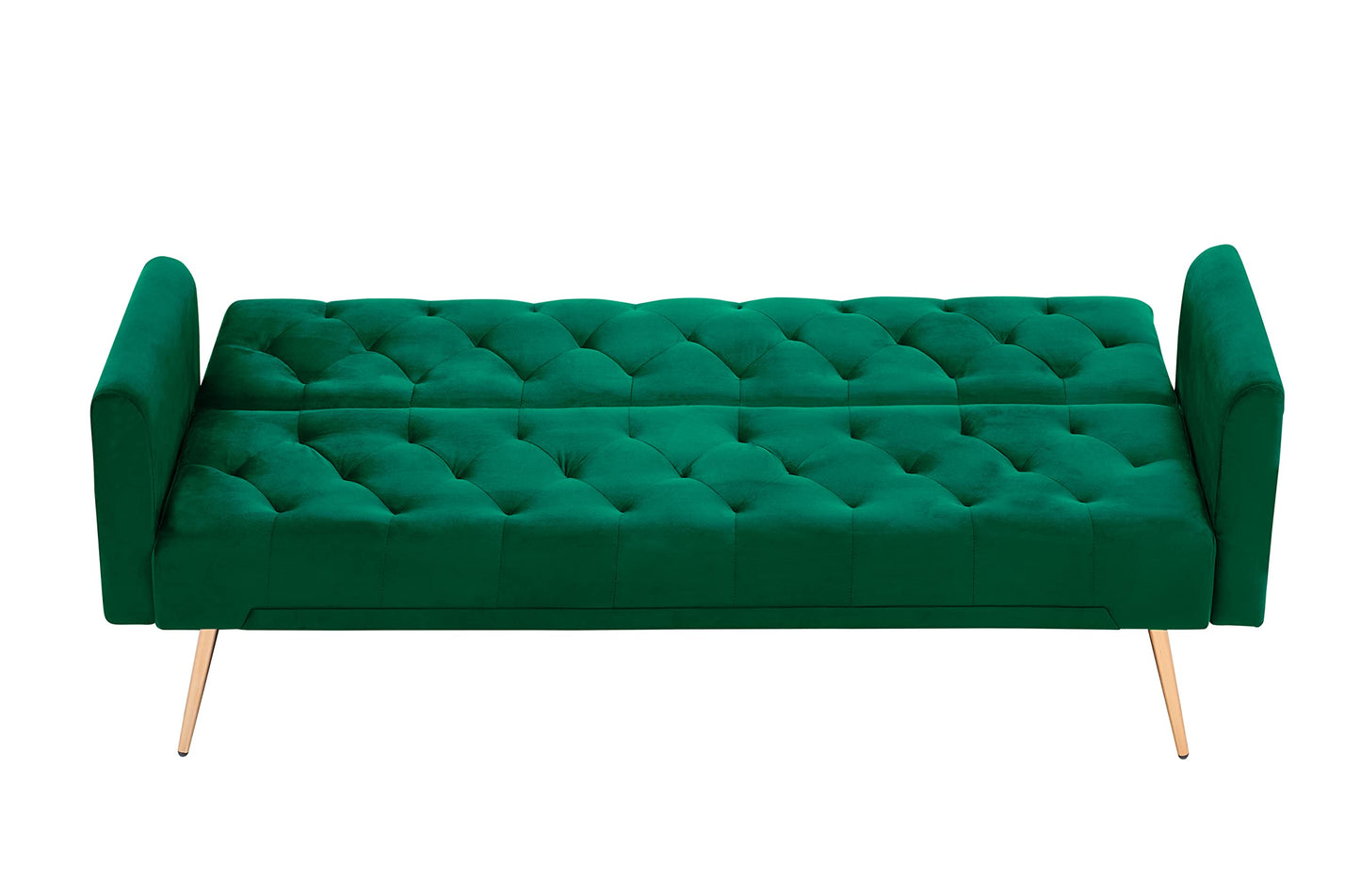 ERYE 71-Inch Soft Velvet Futon Sofa Bed Upholstered Tufted Futon Daybed W/Golden Leg & 2 Pillows,Modern Loveseat Couch Convertible Sleeper Sofabed for Home Apartment Office
