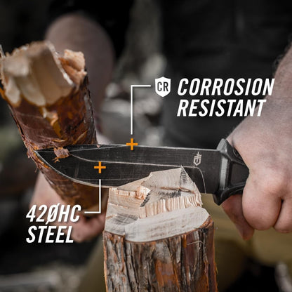 Gerber Gear StrongArm - Fixed Blade, Full Tang Knife - Camping Knife with Multiple Carry Options - Made in USA - Black, Serrated Edge